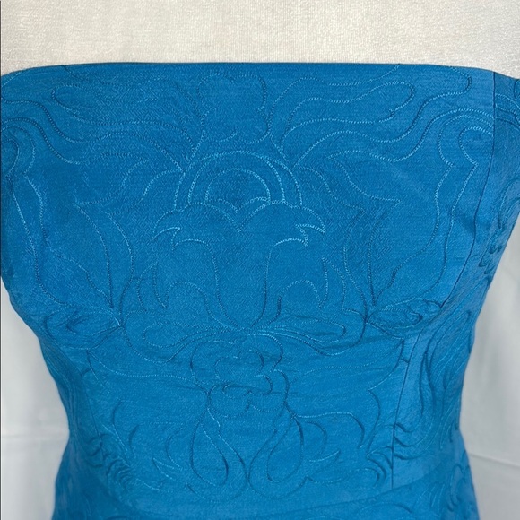 Ann Taylor Strapless Dress in Vibrant Blue 100% Silk Dress - Picture 4 of 8
